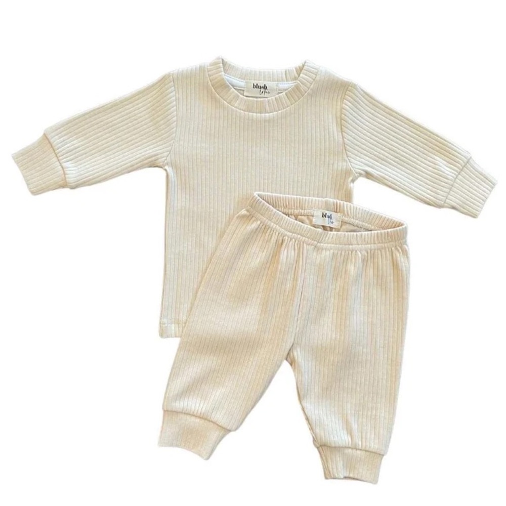 CREAM | Blush Lotus ribbed organic baby set